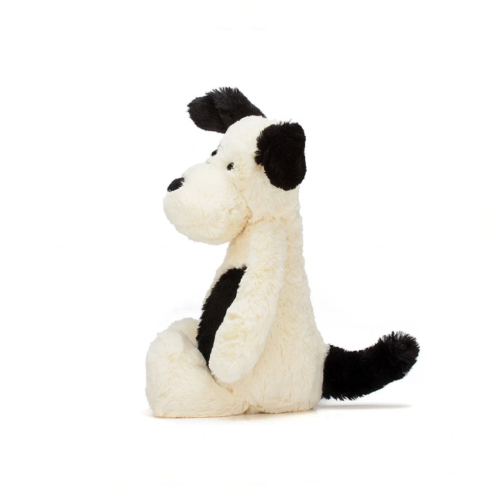 Jellycat Bashful Black And Cream Puppy (Medium) 2 Jellycat Bashful Black And Cream Puppy (Medium) - Image 2